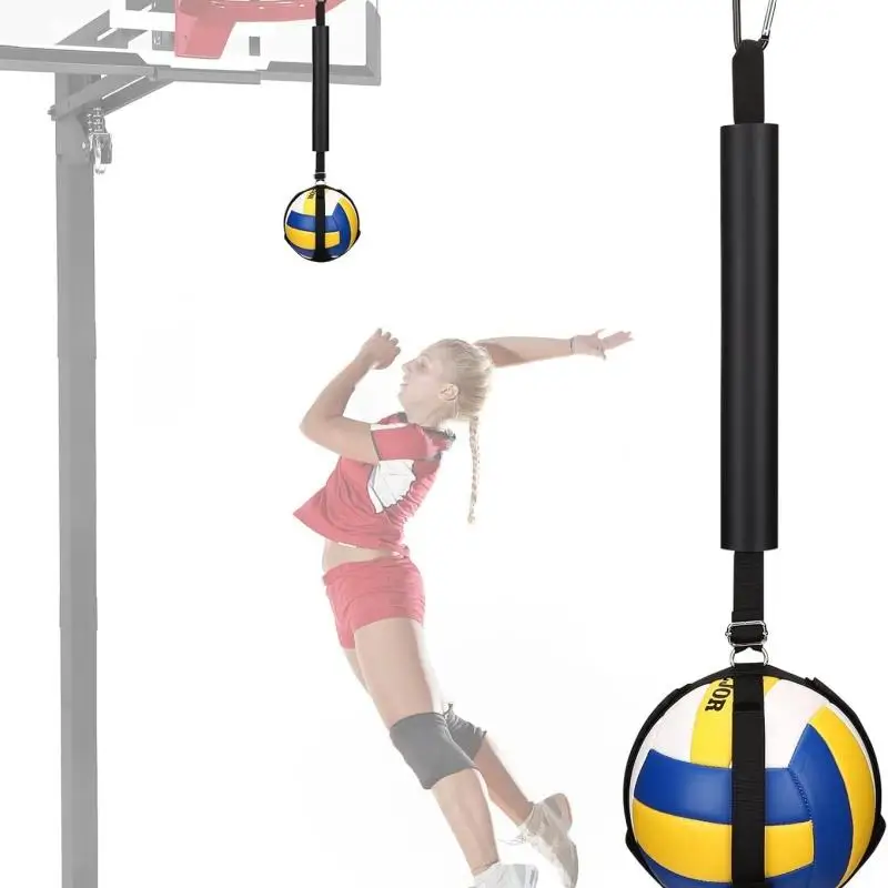 Schwarzer Volleyball-Sprungtrainer, verstellbares hängendes Höhenunterstützungsgerät, Spin-Gürtel, Wurf- und Spiking-Ball-Trainingsgürtel
