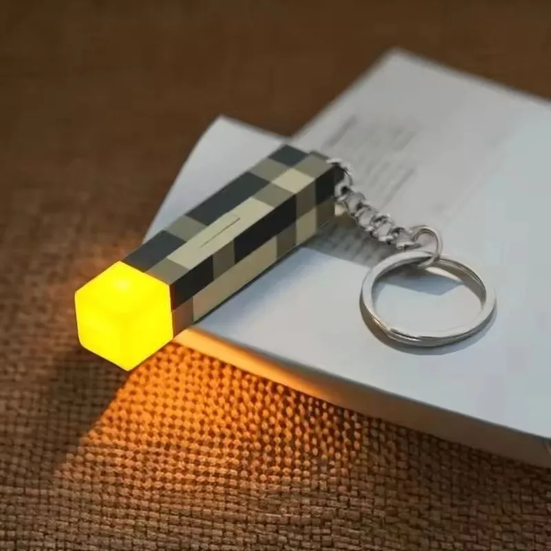 Mini linterna de juego MC, llavero LED con batería integrada, mochila colgante, regalo, juguete en miniatura, decoración, adornos, favores