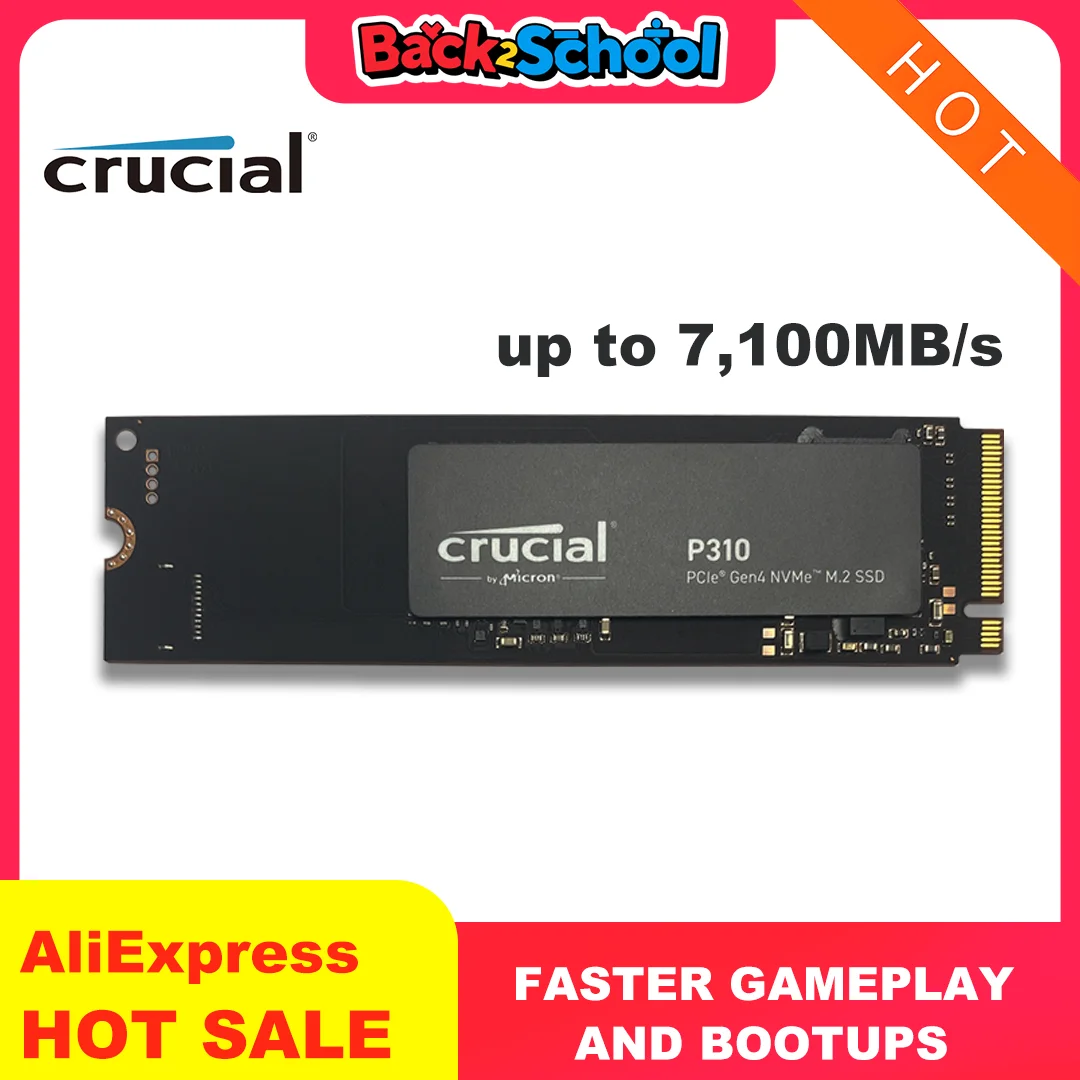 Crucial P310 1TB 2TB 2280 PCIe Gen4 3D NAND NVMe M.2 SSD: hasta 7,100 MB/s, unidad interna de estado sólido (PC) (PAQUETE OEM)