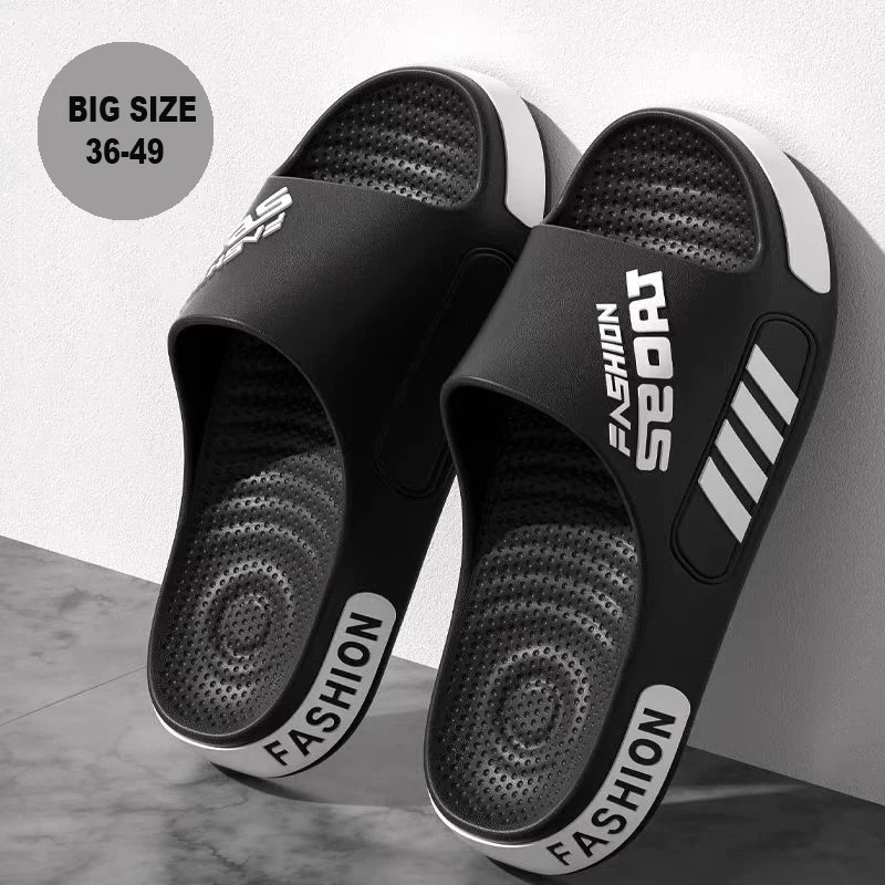 Pantofole da uomo di grandi dimensioni 48-49 Pantofole da casa estive con suola piatta per donna Uomo Open Toe Trend Slides Coppia scarpe da spiaggia leggere Sandali