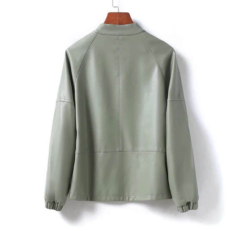 S-2XL frauen Schaffell Leder Jacken Mode Kurze Zipper Volle Hülse Weibliche Casual Drop-schulter Hülse Split Leder Mäntel