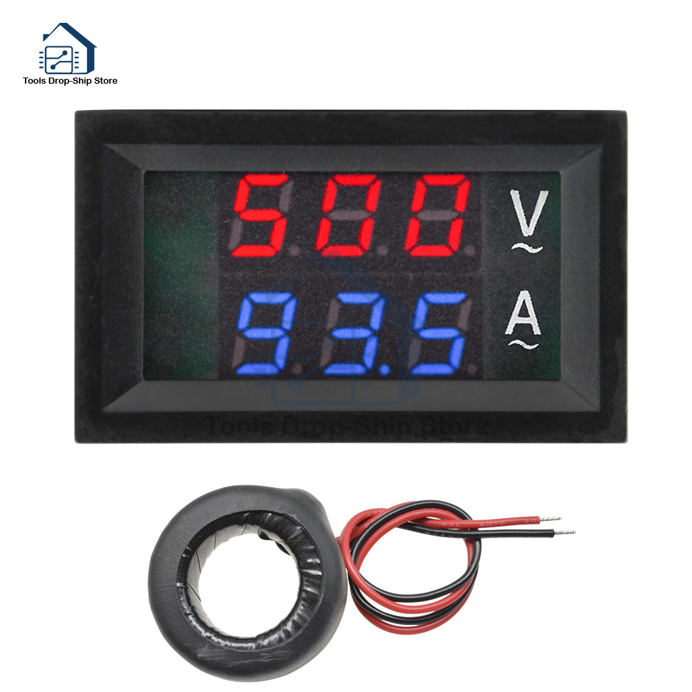 AC 220V 10A 50A 100A pantalla Dual medidor de corriente de voltaje Detector probador LED voltímetro amperímetro probador Detector con transformador