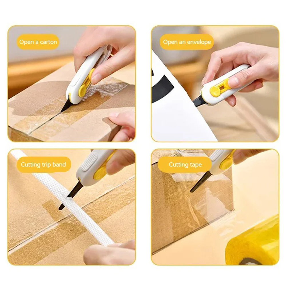 Magnetic Mini Box Cutter Portable Box Cutter Letter Opener and paper cutter Retractable blade Durable ABS material mini box