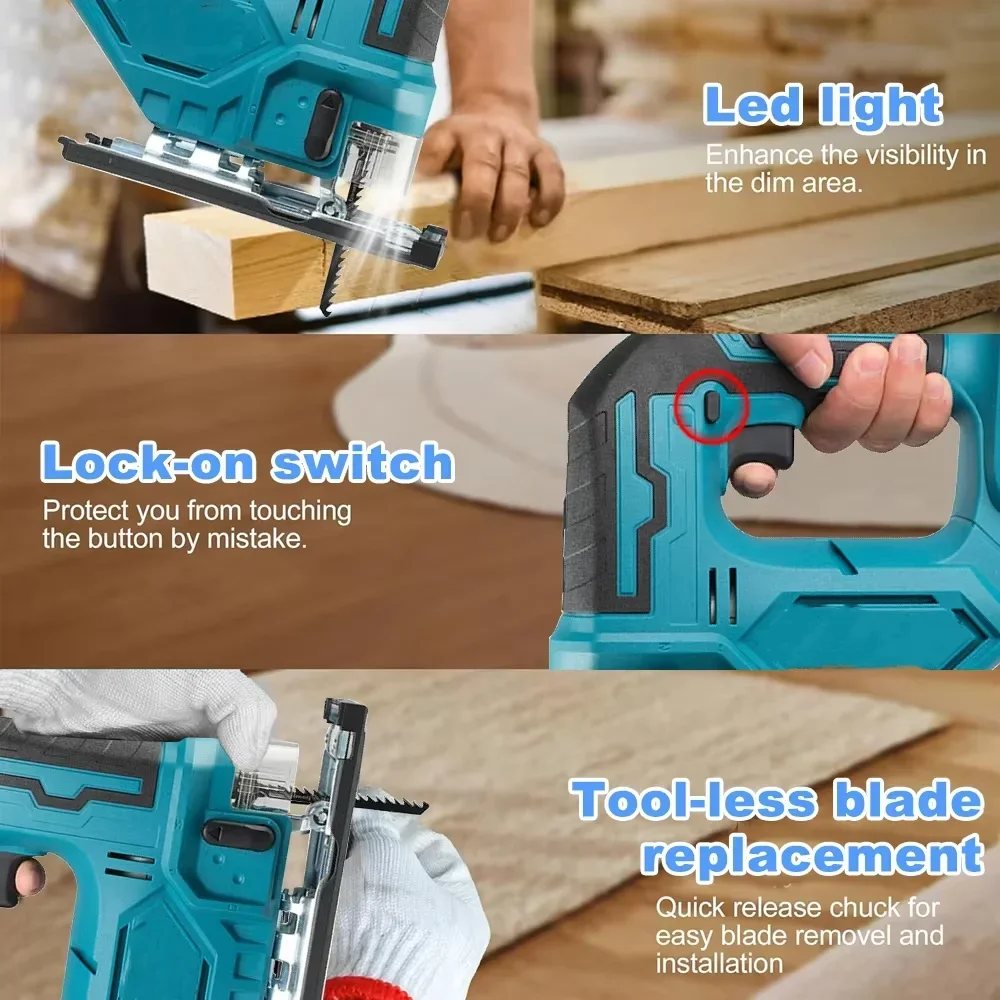 For 18V Makita 3000RPM Electric Curved Saw Cordless Jig Saw Portable Multifunction Carpenter Power Tool No Battery