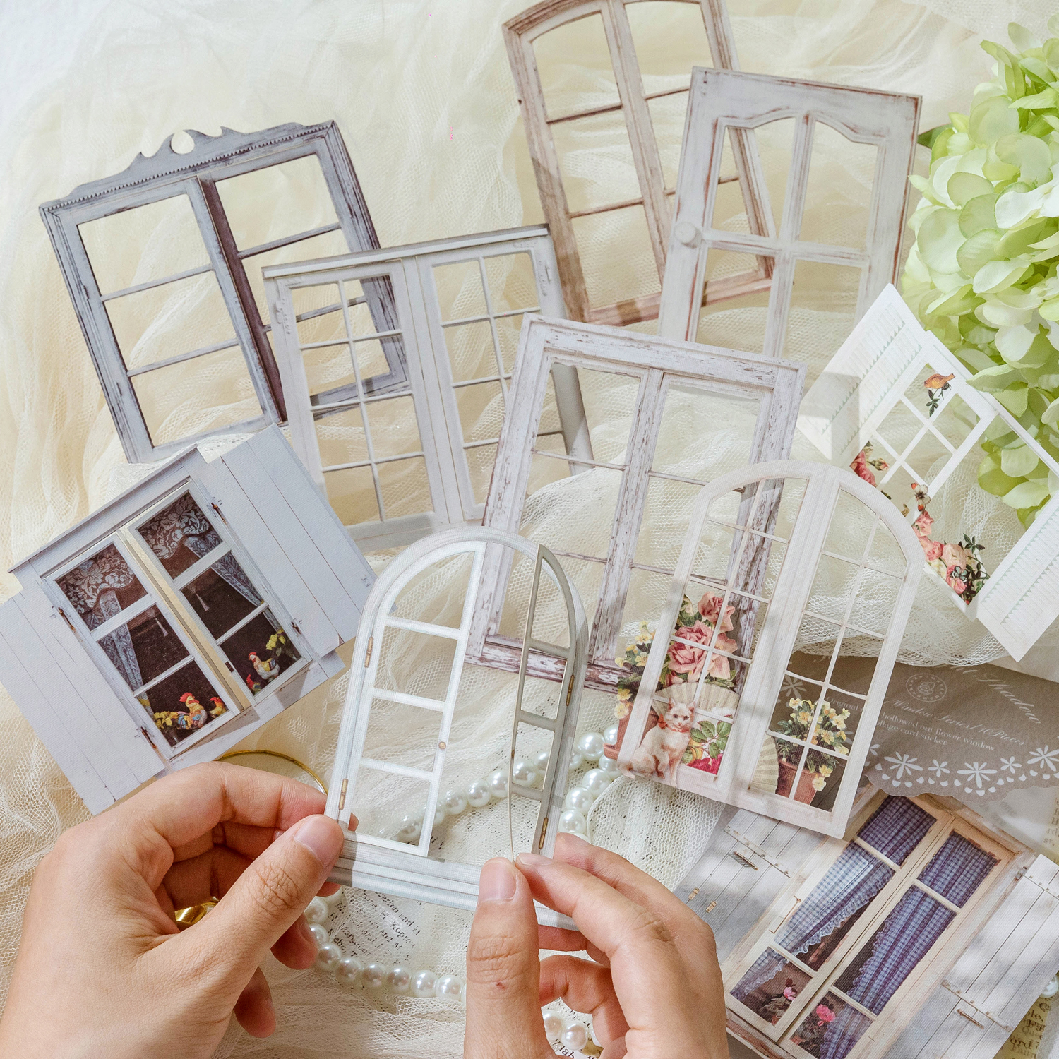 10 arkuszy Vintage Hollow naklejka na okno drzwi Diy pamiętnik dekoracja roślina kwiat INS naklejka Album Scrapbooking Kawaii biurowe