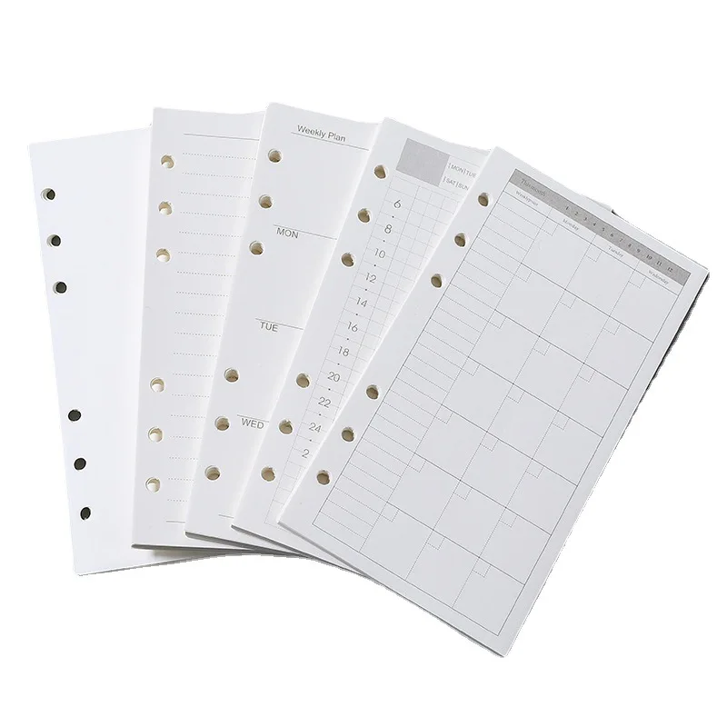 A5 A6 A7 Loose Leaf Notebook Refill Spiral Binder Inner Page Weekly Monthly To Do Line Dot Grid Inside Paper Stationery