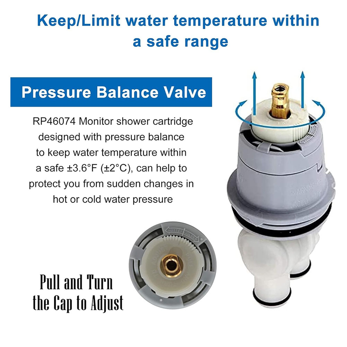 Rp46074シャワーカートリッジの交換,シングルハンドルの浴槽の蛇口,rp22734,ボンネットナット,デルタ13および14シリーズに適しています