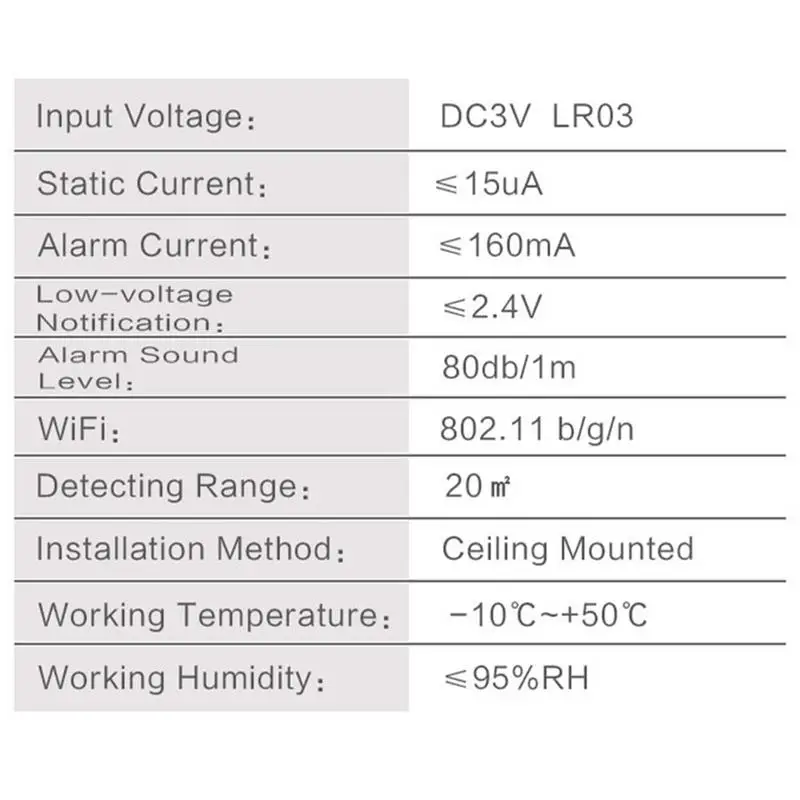 Smart Fire Detector Smart Fire Alarm WiFi Battery-Powered Fire Detector Real-Time Home Security Wireless APP Notification Fire