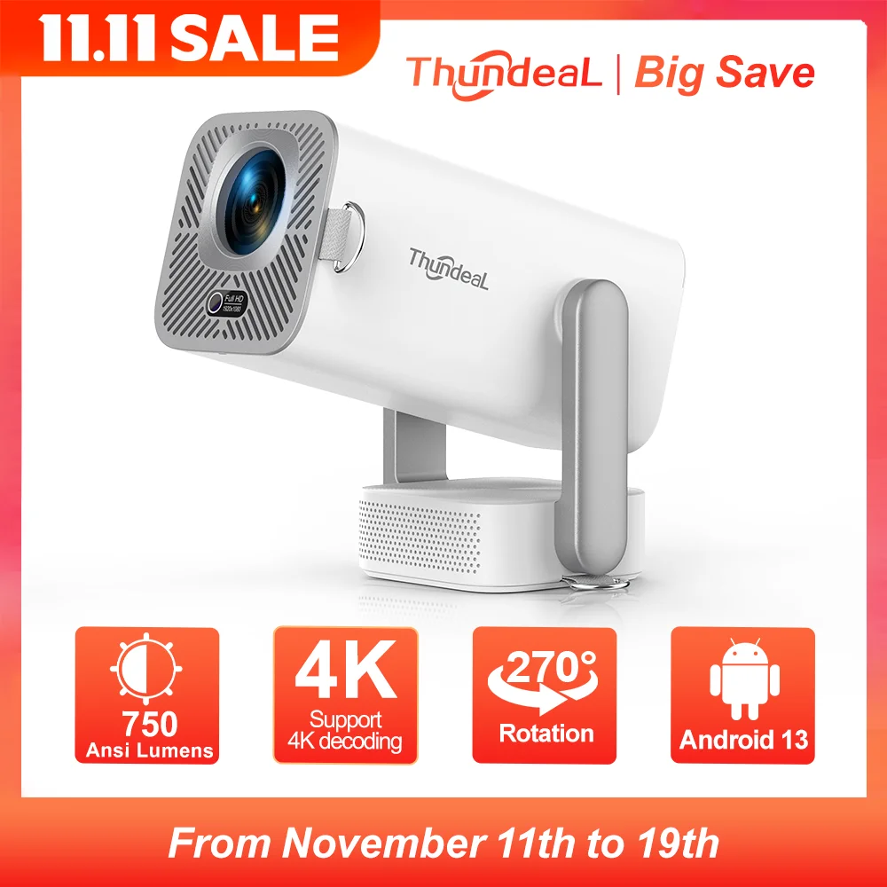 Проектор ThundeaL Full HD TD80 Pro 1080P 2K 4K TD80Pro TD80W Обновление WIFI Android Мини-проектор 3D Светодиодный видео Домашний кинотеатр