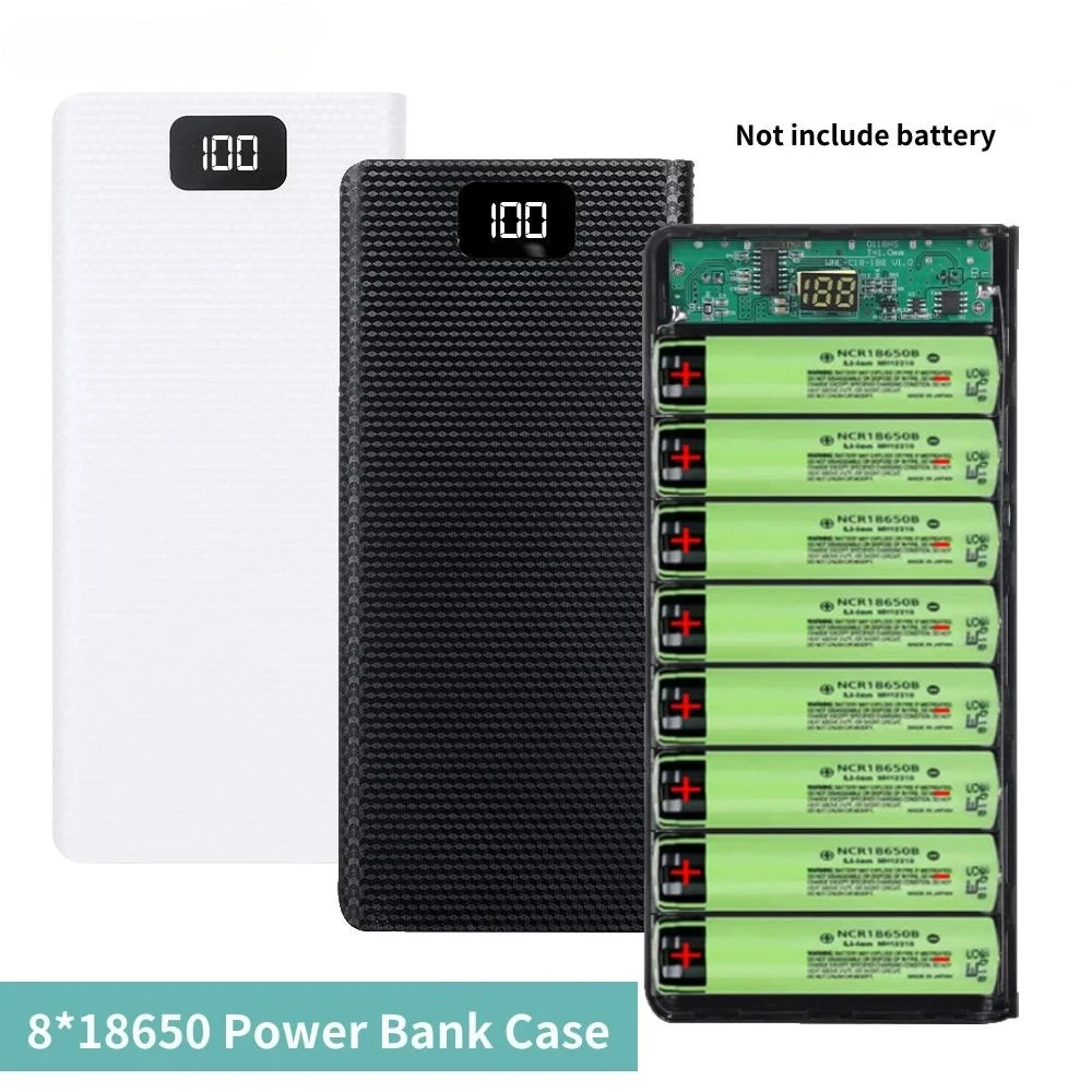 DIY 8*18650 Batterie Power Bank Fall Ladung Lagerung Box 5V Dual USB Typ C Batterie Halter Box PD QC 3,0 Schnelle Ladung Für SmartPhone
