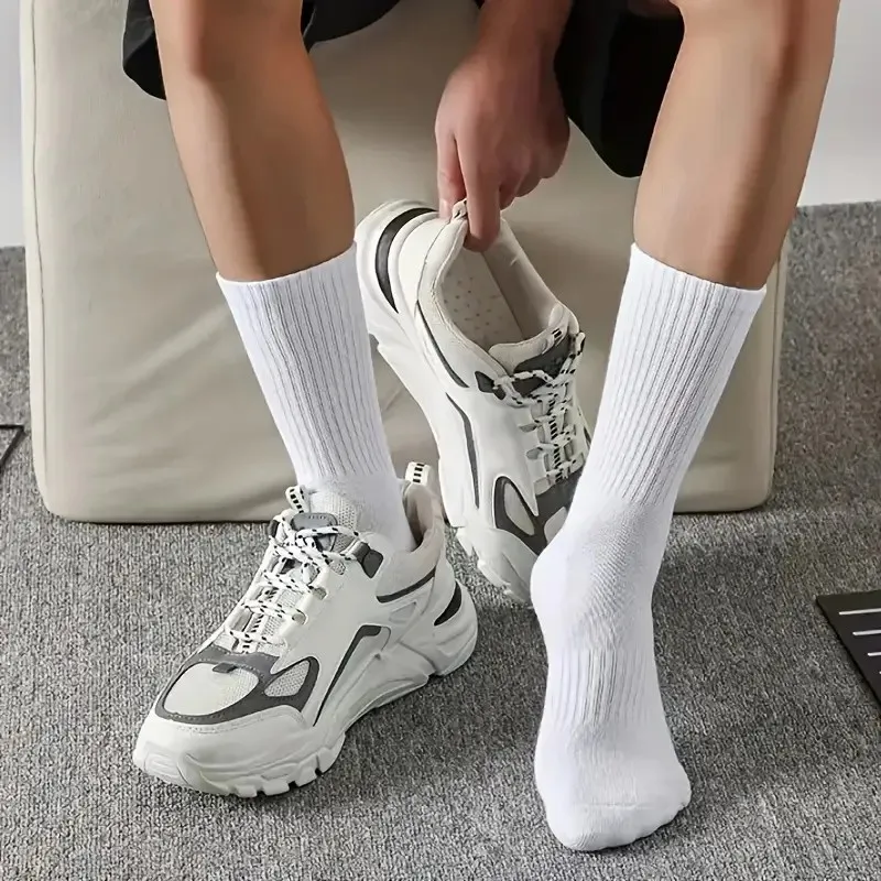 5/10/20 pares de calcetines neutros de Color sólido con cuello redondo primavera otoño absorbente de sudor transpirables cómodos calcetines deportivos para todas las estaciones