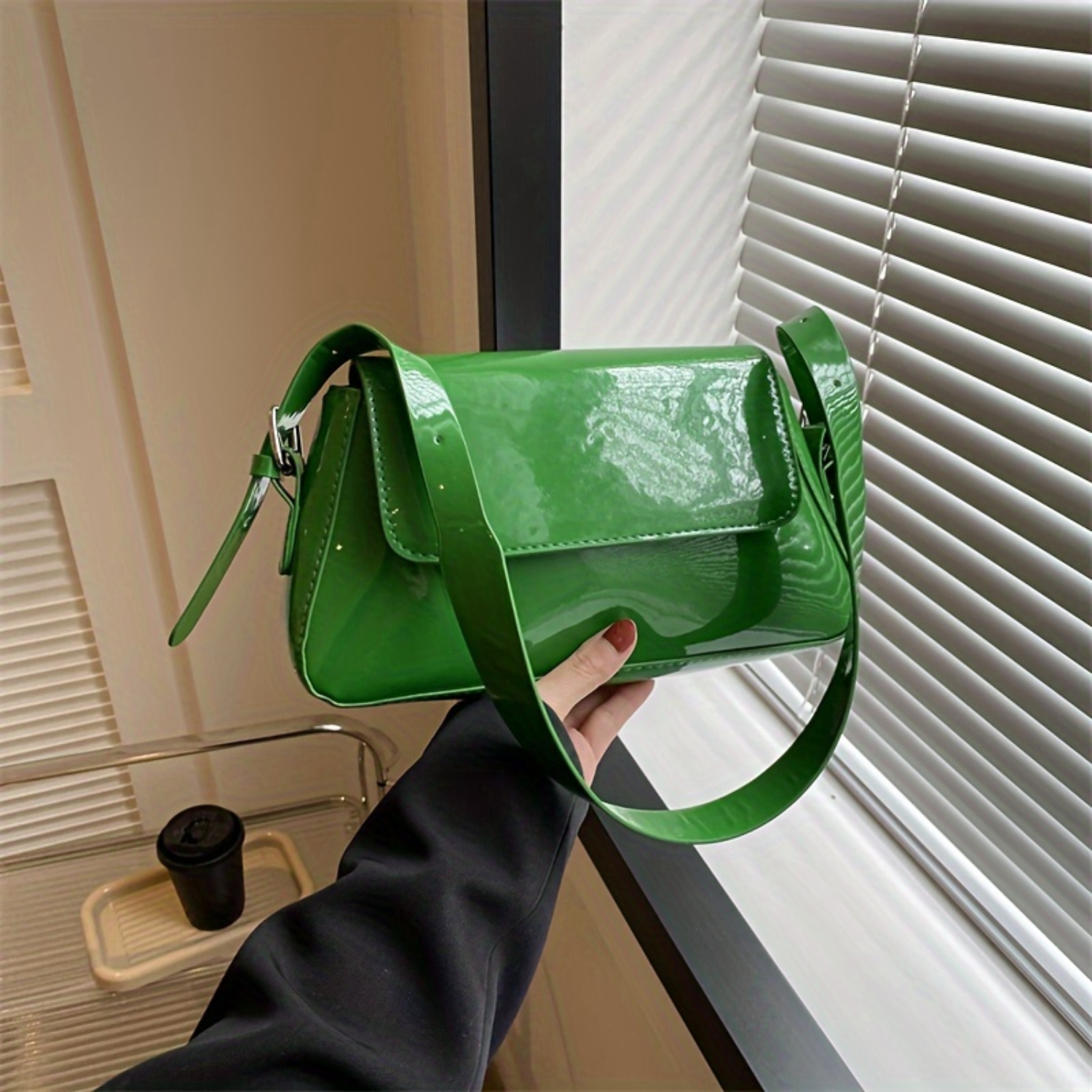 Chic Glossy Underarm Mini Bag For Women, Designer Handbag, Shoulder Purse