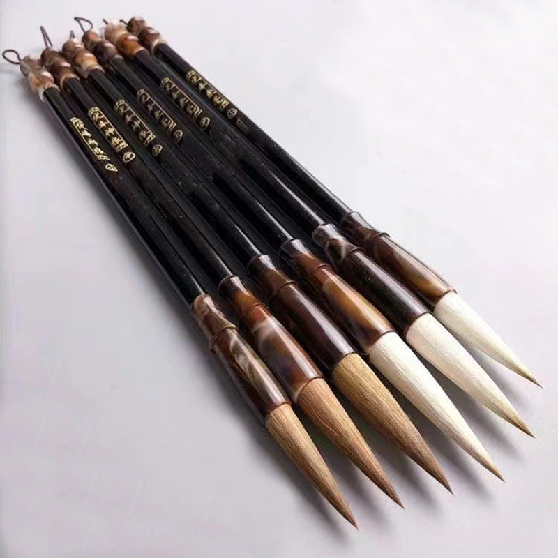 6 pezzi di penna a pennello per calligrafia in legno set diversi modelli penna a pennello per pittura cinese lana donnola capelli pennello per scrittura regolare