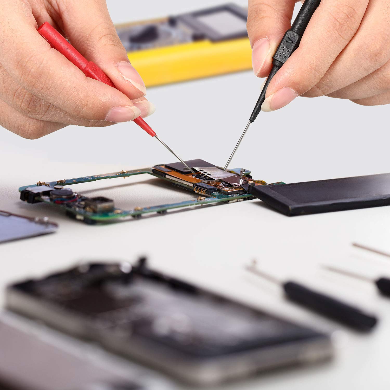 Juego de prueba de multímetro de 19 piezas, sondas traseras de aislamiento automotrices para prueba de multímetro, enchufe tipo banana, probador de coche