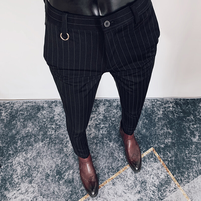 Męskie spodnie garniturowe Spodnie formalne Pantalone Hombre Stretch Slim Solid Color Casual Dress Full Length Pants Fashion New Men Clothing