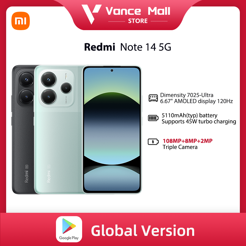 [World Premiere] Xiaomi Redmi Note 14 5G Global Version NFC Smartphone MTK Dimensity 7025-Ultra 108MP Camera 45W Turbo Charging