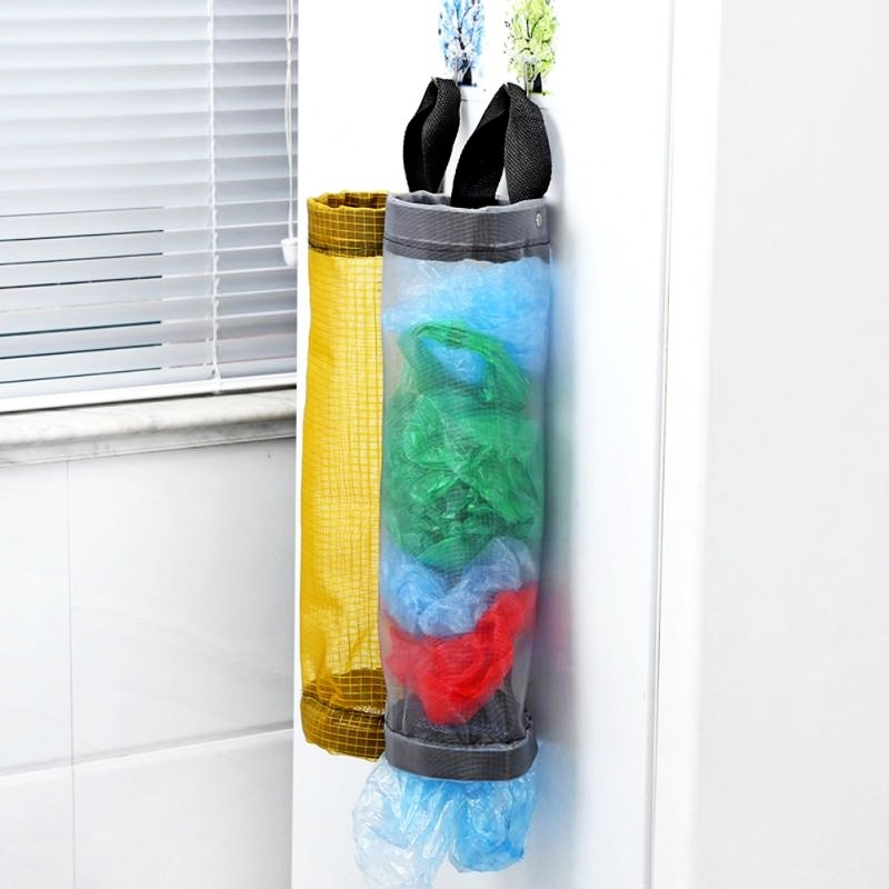 Porta sacchetti della spesa per la casa, montaggio a parete, dispenser per sacchetti di plastica, portaoggetti sospeso, sacchetto della spazzatura, organizer per rifiuti da cucina