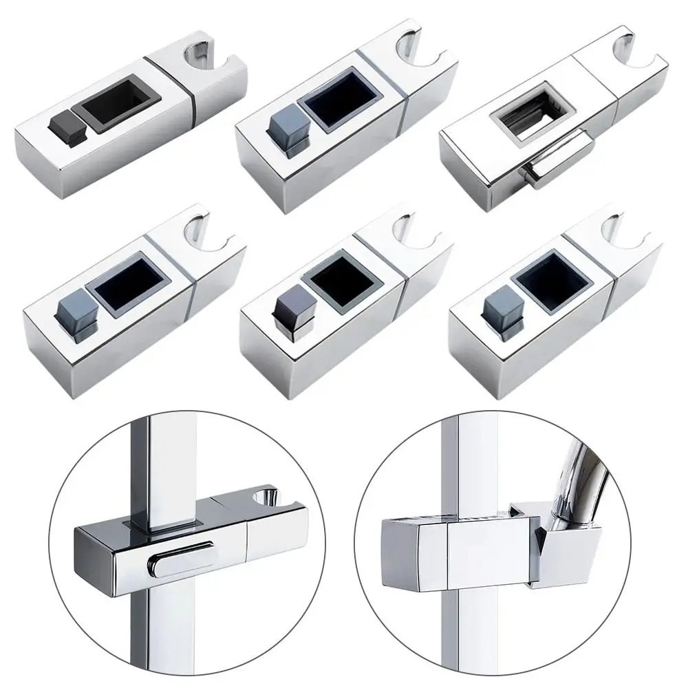 Universal Square Pipe Bathroom Shower Head Holder Adjustable Rotatable Shower Slide Bar Replacement Rack Riser Rail Bracket