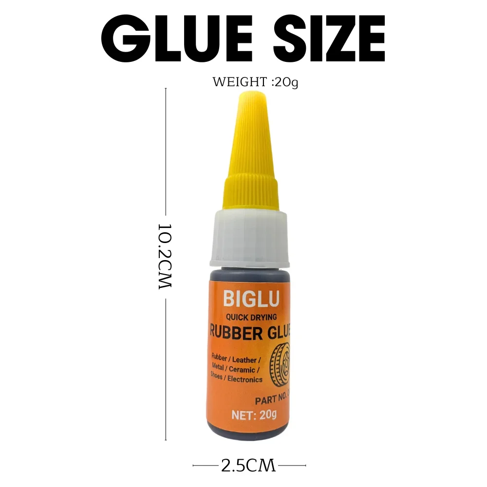 20g Riparazione istantanea di pneumatici Colla nera Liquido Gomma forte Resistente all'usura Adesivo non corrosivo Legame istantaneo Pelle