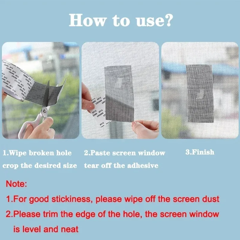 Window Screen Tape Anti-mosquito Screen Repair Subsidy Door Curtain Mosquito Net Hole Patch Repair Self-adhesive Screen Tape