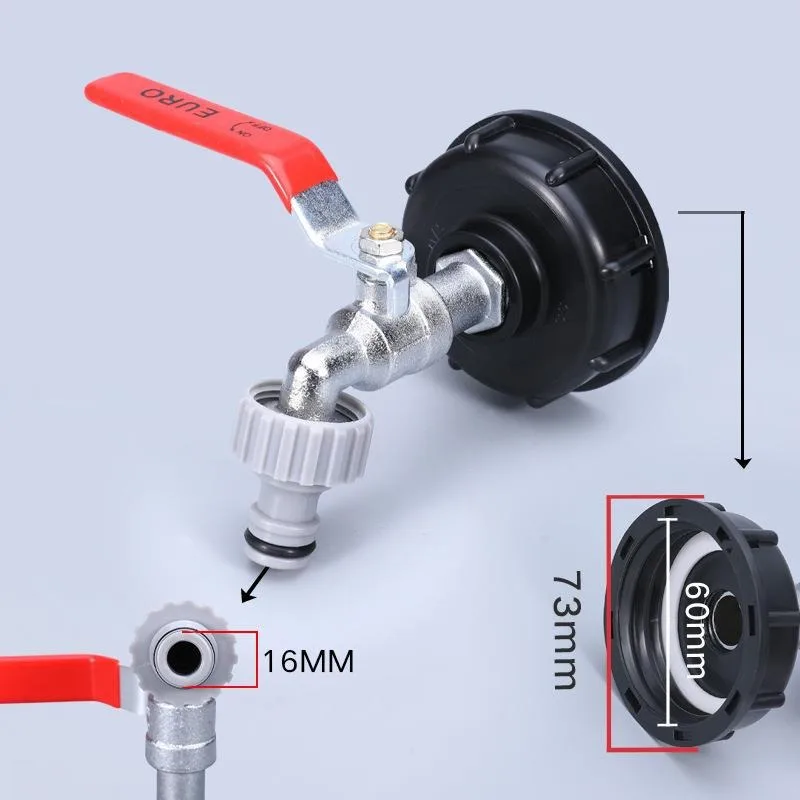 S60x6 Coarse Thread IBC Tank Tap Connecter X 1/2'' 3/4'' Water Coupling Adapter 1000L Garden Home Replacement Valve Fitting