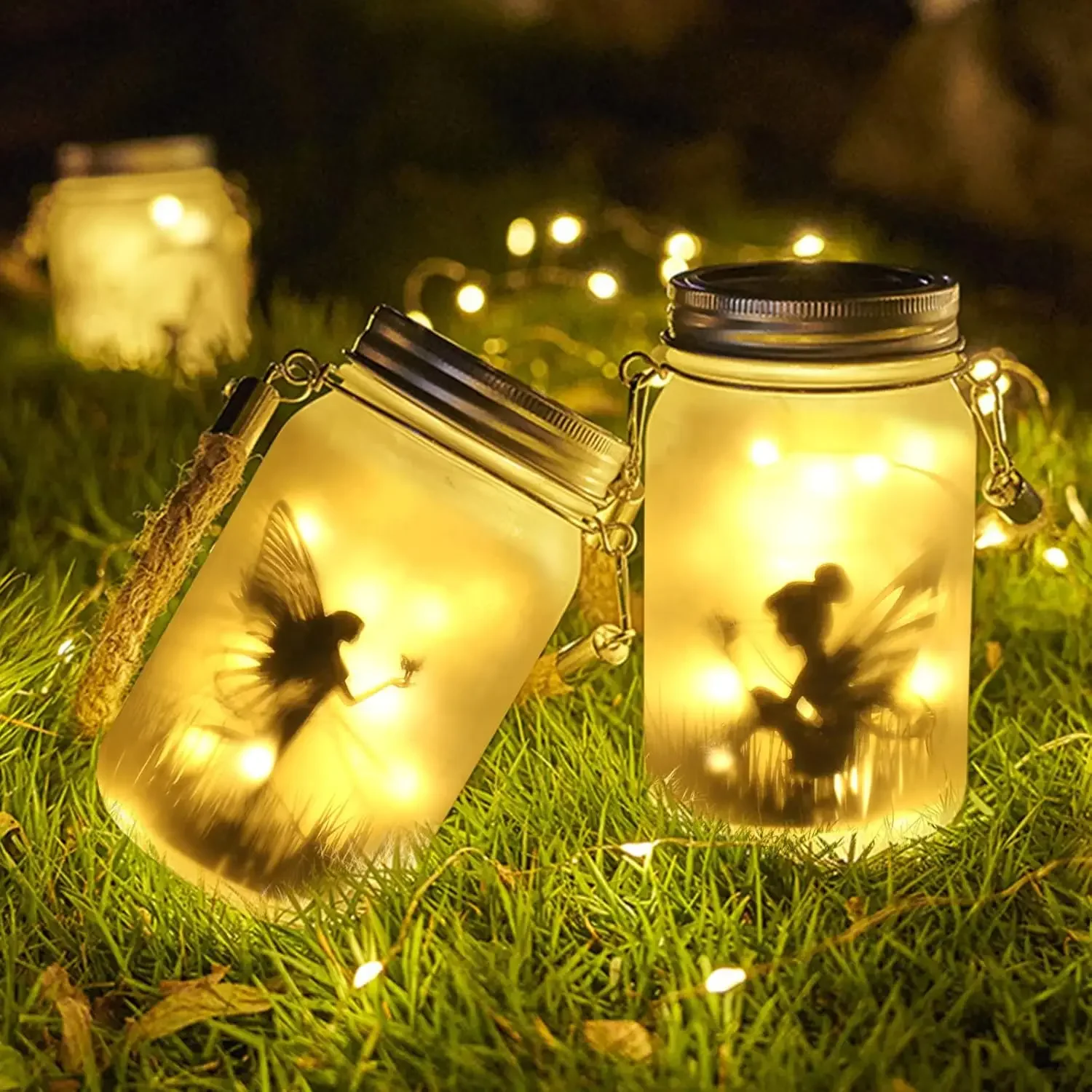Solar Mason Jar Light Solar Lantern Fairy Lights Wodoodporna IP65 Wisząca stojąca lampa słoneczna Ozdoba ogrodowa na trawnik Patio
