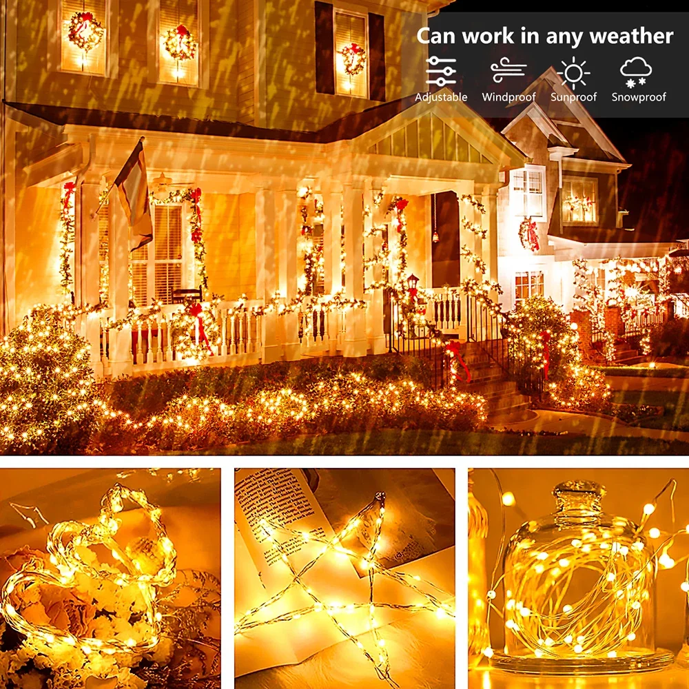 5 M/10 M/20 M USB ไฟ LED String ทองแดงลวดเงิน Garland กันน้ําไฟ Fairy สําหรับคริสต์มาสงานแต่งงานตกแต่ง