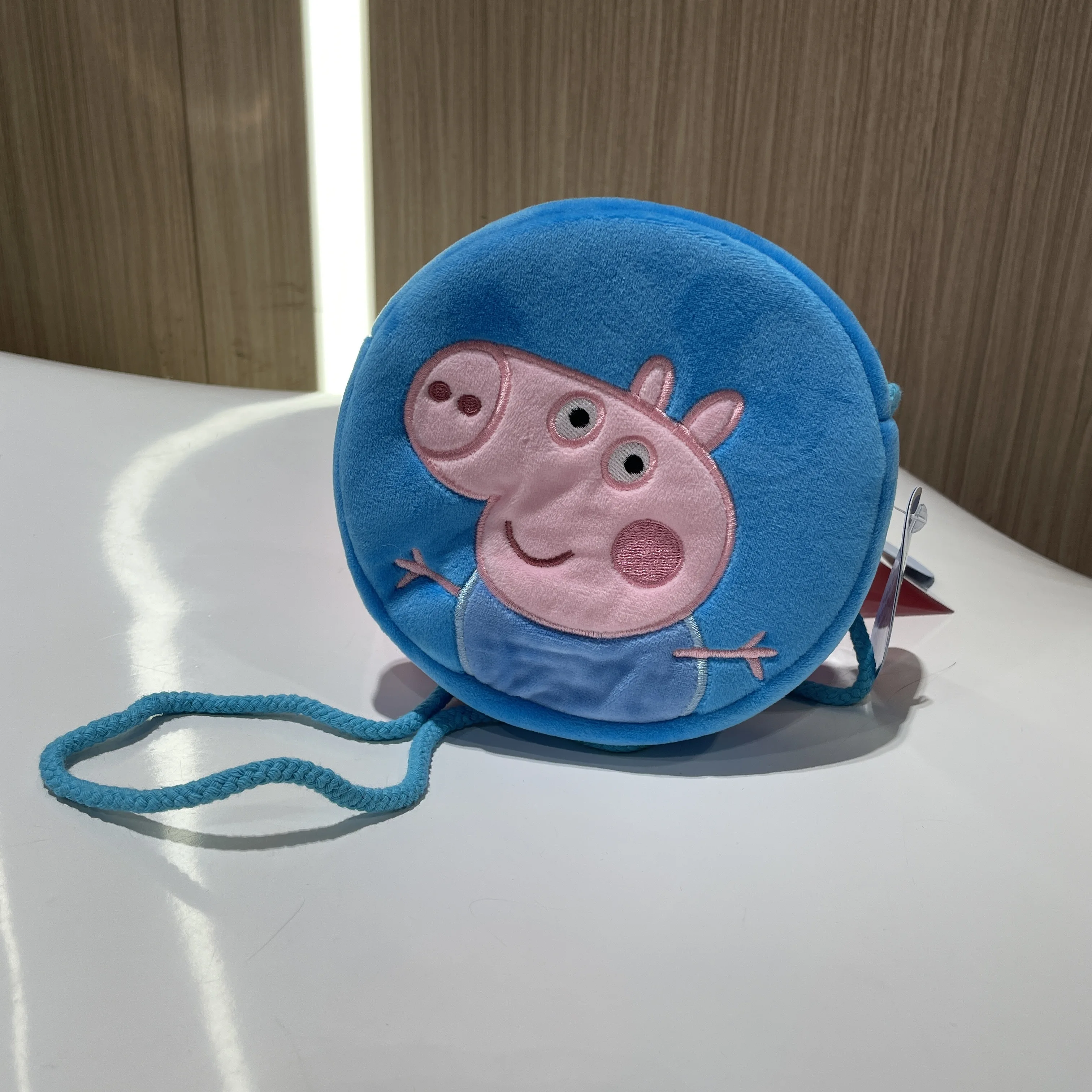 16 ซม.ใหม่ 100% ของแท้ Peppa Pig Plush สีชมพูรอบกระเป๋า Cross กระเป๋า Peppa George เด็กของขวัญวันเกิดของเล่นตุ๊กตาขายร้อน