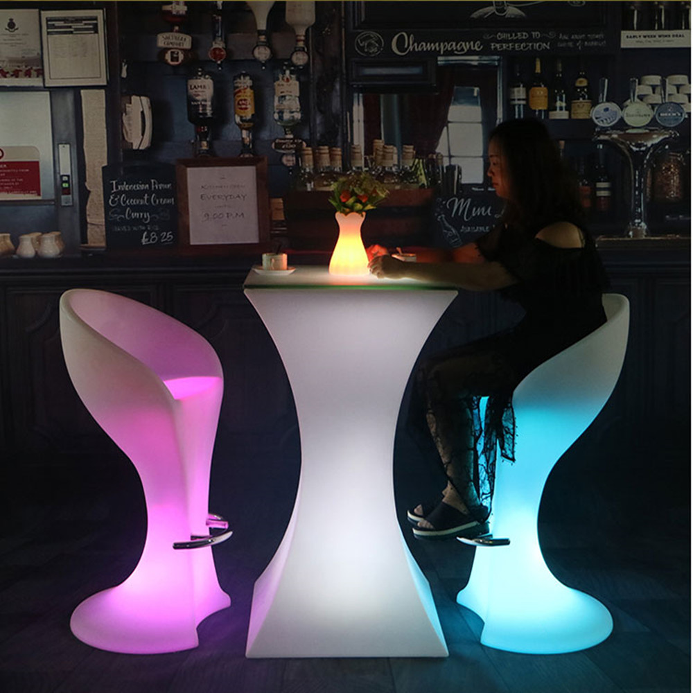 Mesa de cóctel iluminada con Led de 110cm de altura, mesas de Bar iluminadas, mesa de centro de plástico, muebles comerciales, suministros