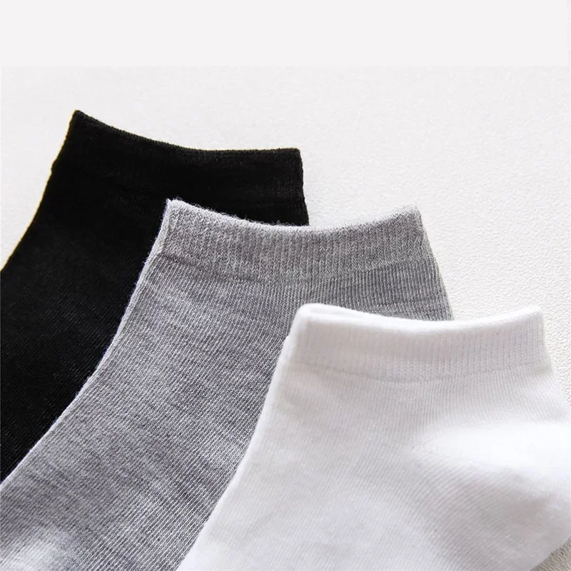 5 par/lote calcetines de corte bajo para hombre Color sólido negro blanco gris calcetines deportivos de algodón transpirables calcetines cortos para hombre mujeres hombres