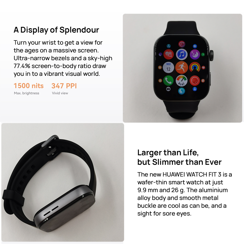 Huawei Fit 3スマートウォッチ,超スリムなデザイン,AMOLEDディスプレイ,改良されたヘルス管理,1.82インチ