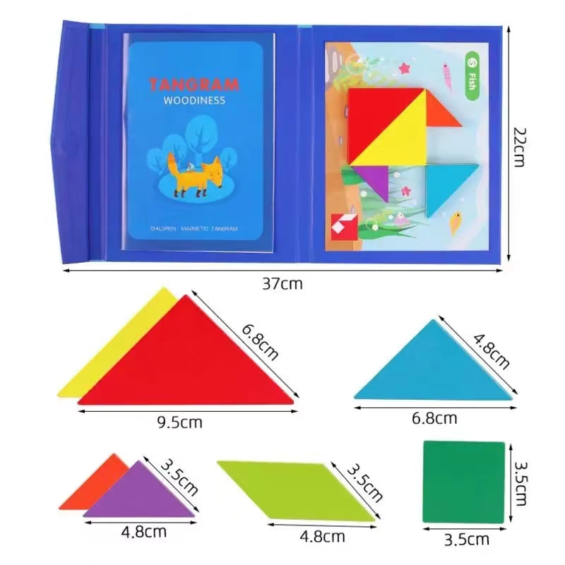 1Set Houten Magnetische Tangram Puzzel Boek Educatief Speelgoed Voor Kinderen Baby Kid Draagbare Montessori Leren Intelligentie