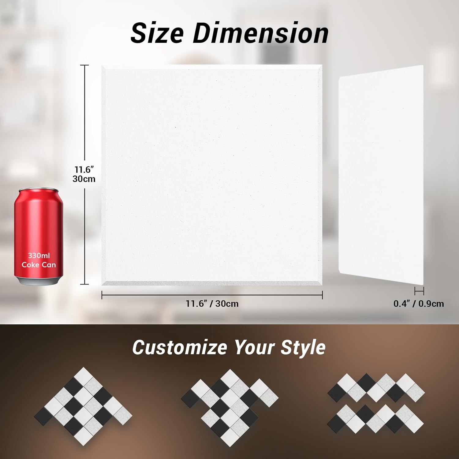 Espuma Acústica Pack 18 Paneles, Paneles Acústicos Cuadrado con Respaldo Adhesivo, Insonorización Acustica Pared y Decoración pa
