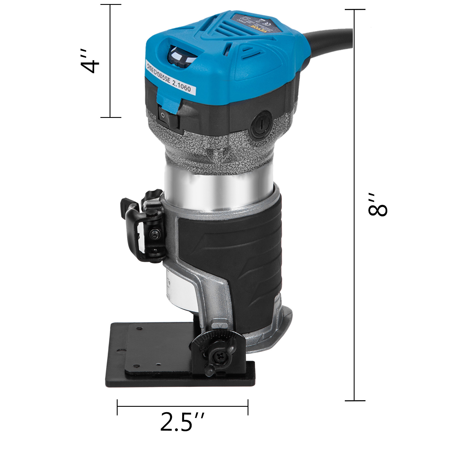 VEVOR 800W Soft Start Compact Router Kit Variabele snelheid 10000-30000 Rpm met vaste basis, duikbasis, kantelbasis en aanoffsbasis