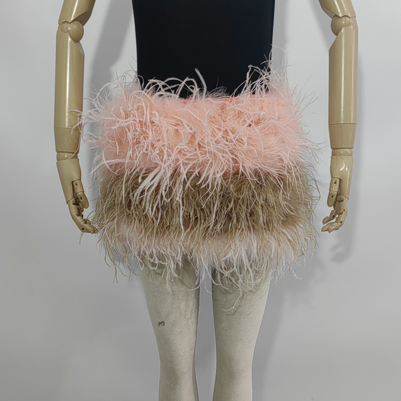 Minifalda Multicolor con plumas de avestruz auténtica, cintura elástica, ropa Sexy para fiesta y Club, Falda corta Rave, nota selecciona en 3 colores