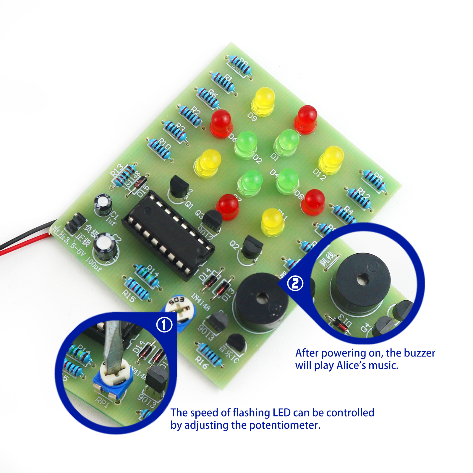 DIY Electronic Kit CD4060 Dream Lantern Music Box WeldingTtraining PCB Circuit Welding Practice Board