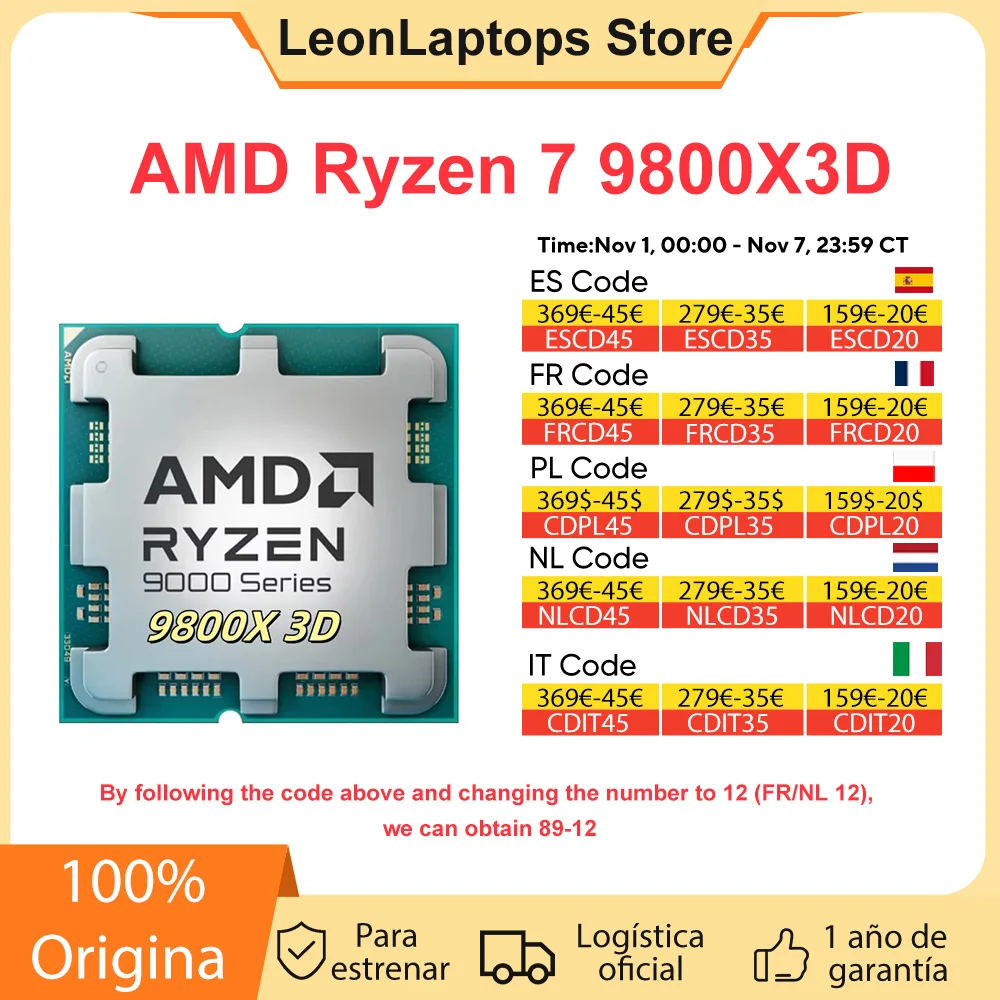 Processador amd ryzen 7 9800x3d, 8 núcleos, 16 threads, 104mb, frequência de aceleração de cache de jogo 9800x3d, processador de jogo v-ache, cpu de 5.2ghz