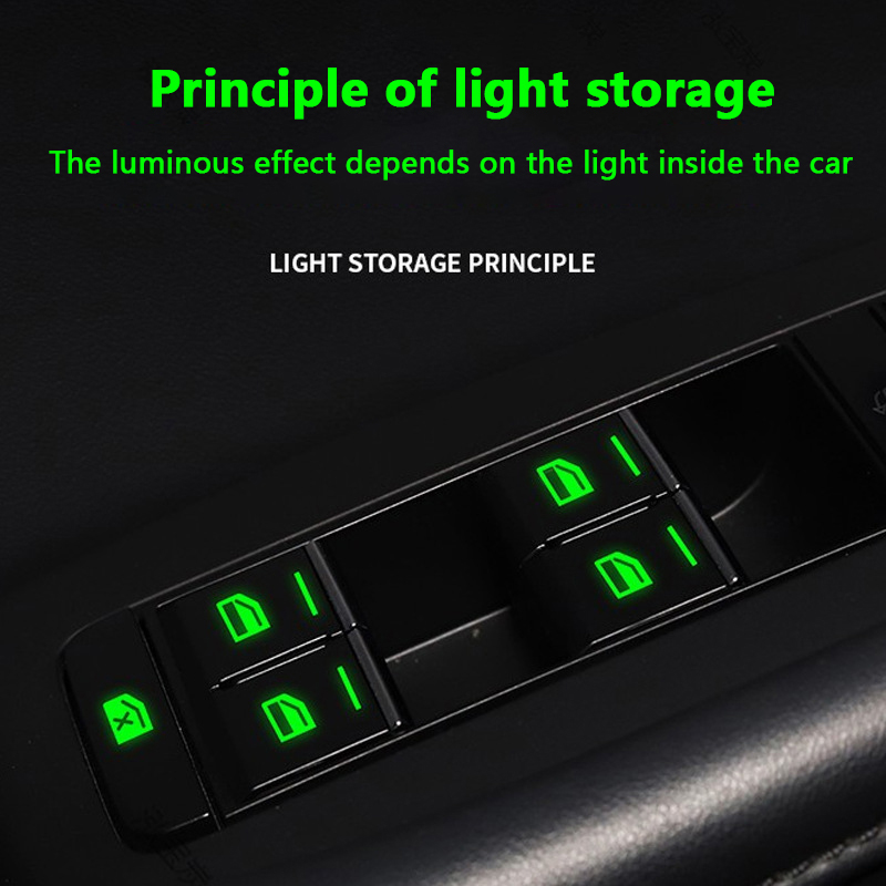 Car Luminous Car Window Button Sticker Night Glowing Lifting Switch Safety Decoration Stickers Door Window Lifter Switch Decals