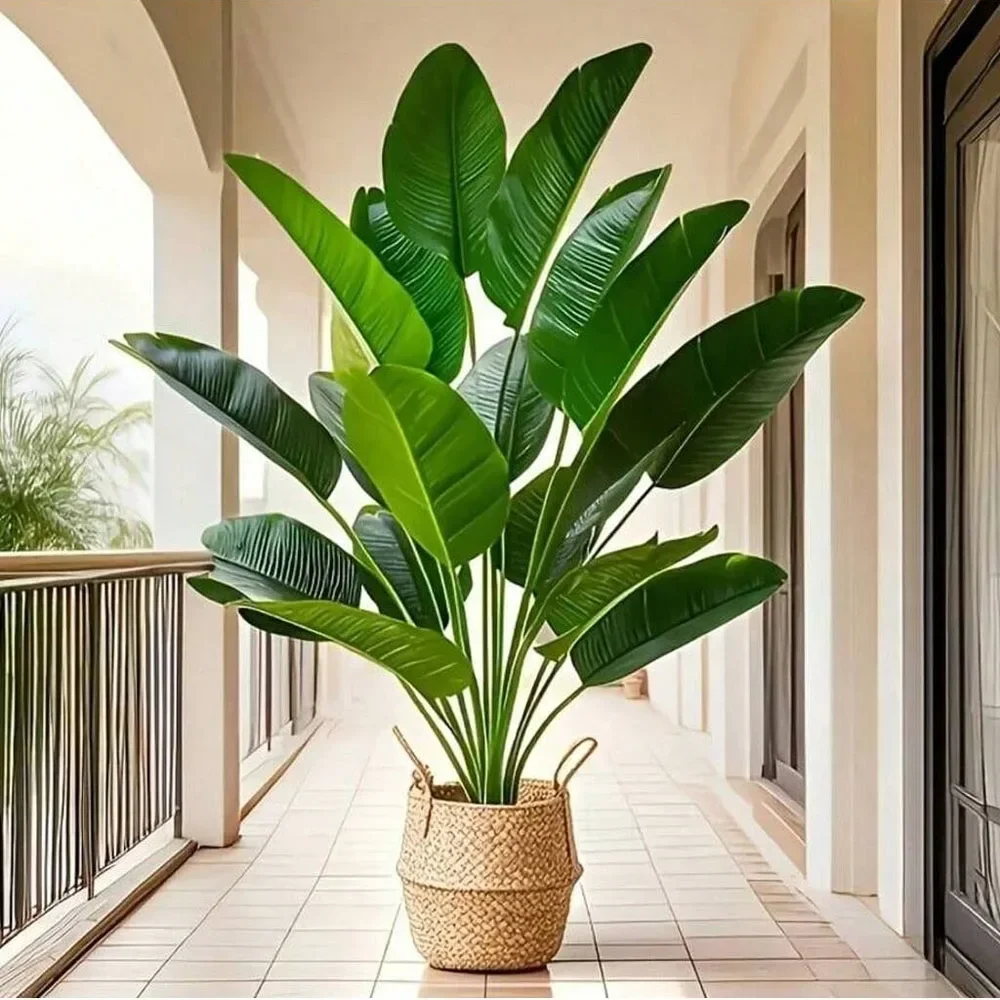 1 Stück 18 Blätter künstliche Pflanzen große tropische Palme gefälschte Bananenpflanzen Blätter Real Touch für Hausgarten Party Dekor 2025
