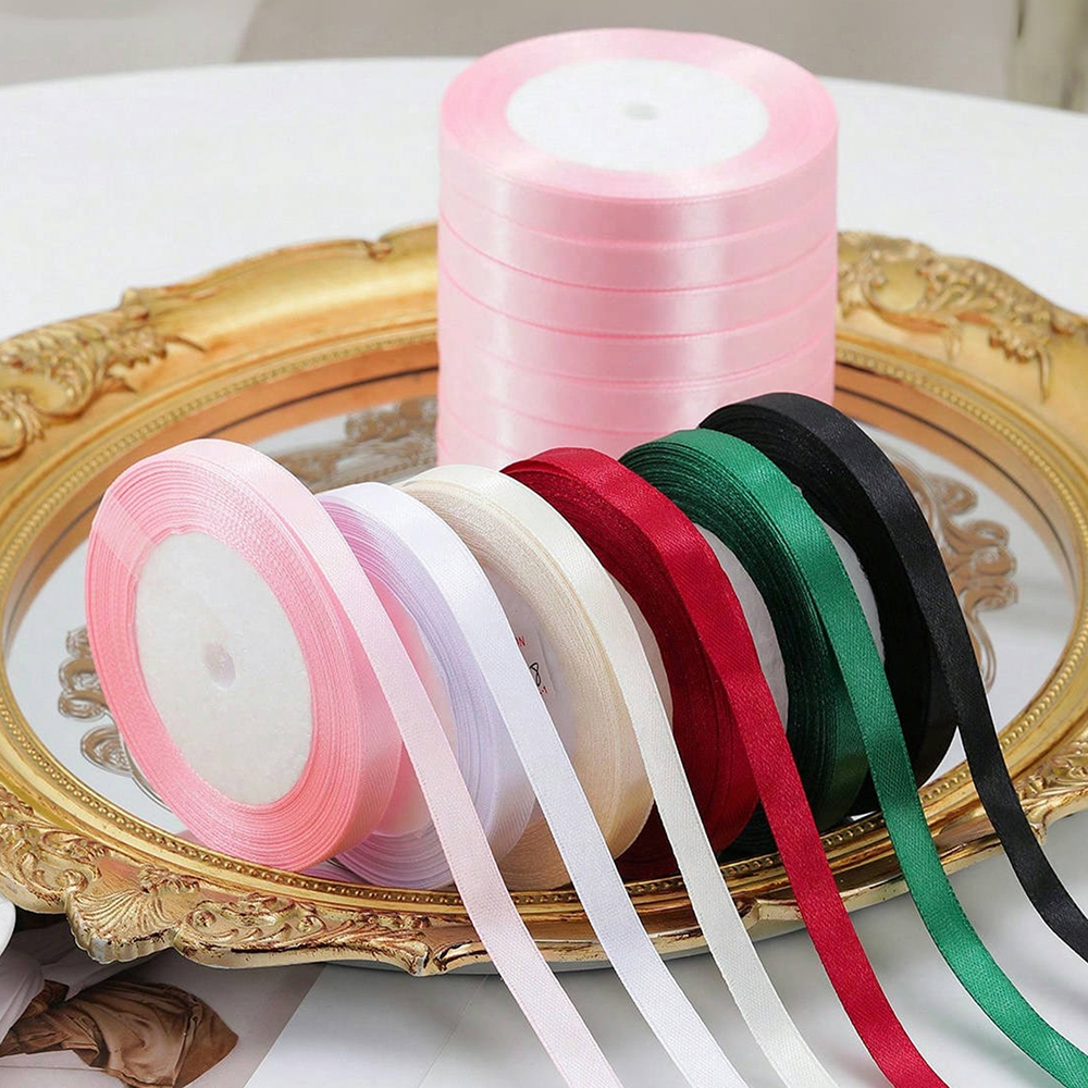 1 roll/5 rollen 0.6/1 cm breed lint boog lint bruiloft linten decoratie voor geschenkverpakkingen, geschenkdoos decoratie, DIY craft