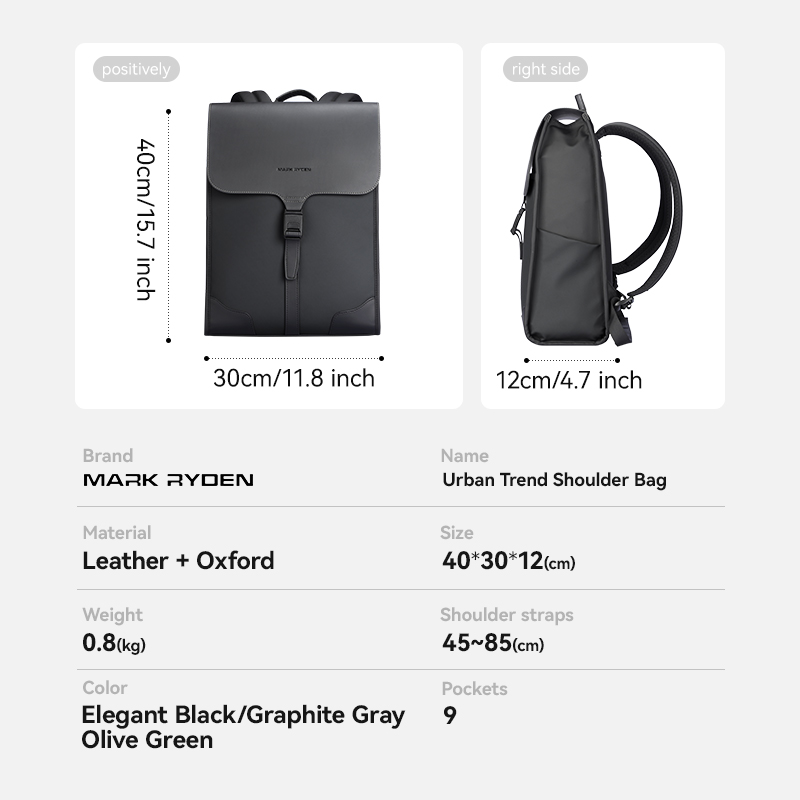 MARK RYDEN Slanke kantoorlaptoprugzak Heren Dames Lichtgewicht