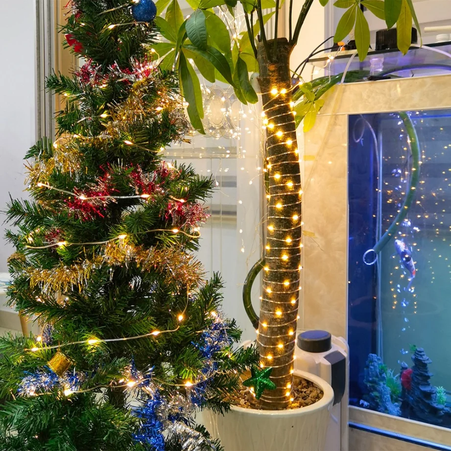 Led 銅線フェアリーライト USB 電源 LED ストリングライト 8 モード屋外ランプガーランドルースクリスマスパーティー結婚式の装飾