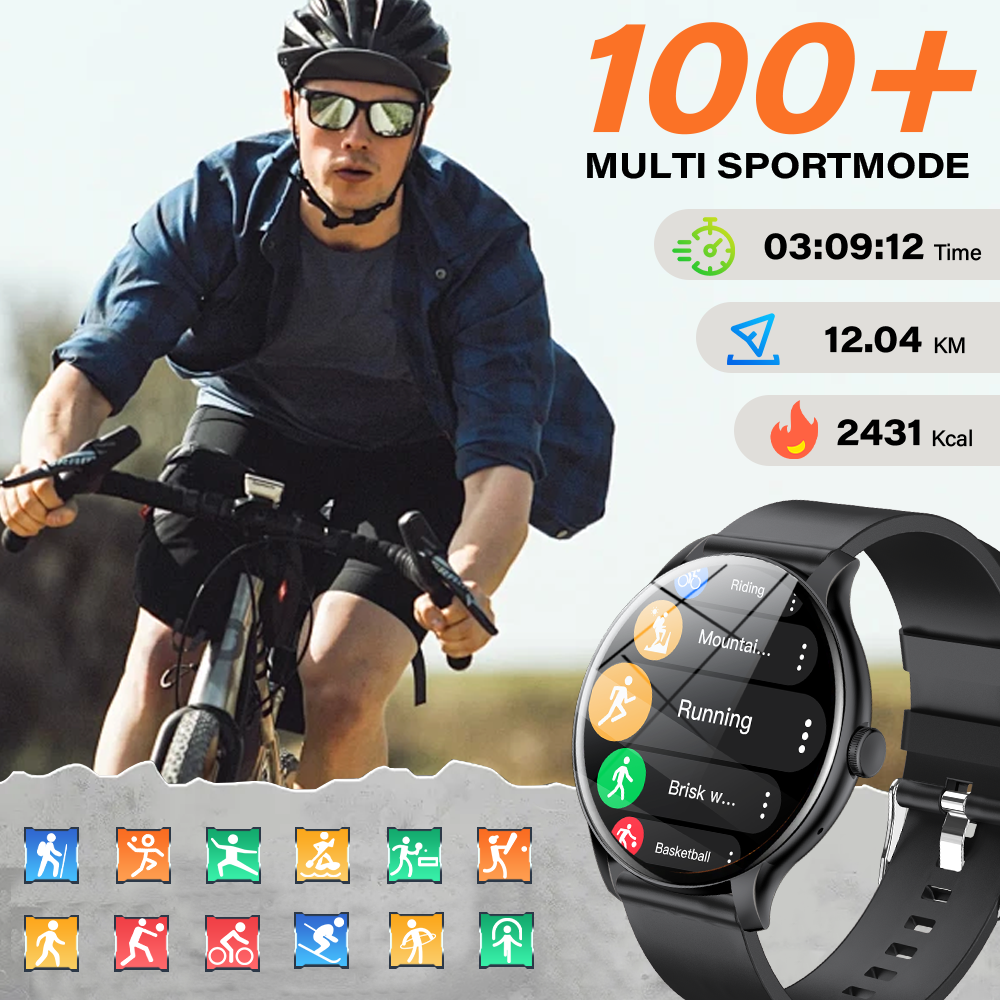 LAXASFIT 2025 Nieuw slim horloge Heren Volledig touchscreen Sporthorloge Bluetooth-wijzerplaat en antwoord Smart Watch Dames Vakantiecadeau