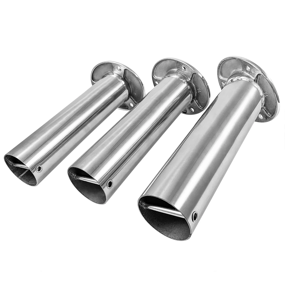 Accesorios para barcos de 15/30/90 grados, soportes para caña de pescar de montaje empotrado, soporte para caña de pescar de acero inoxidable resistente sin tapa