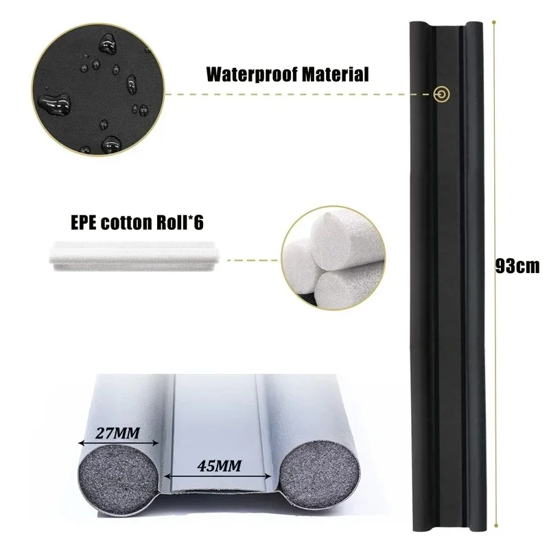 EVA Door Bottom Waterproof Sealing Strip 93cm Draught Under Door Draft Excluder Stopper Sound Proof Noise Reduction Protector
