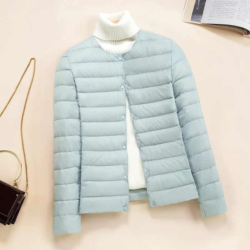 Abrigo acolchado corto para mujer, chaqueta ultraligera con cuello en V, cuello redondo, estilo coreano, novedad de 2024