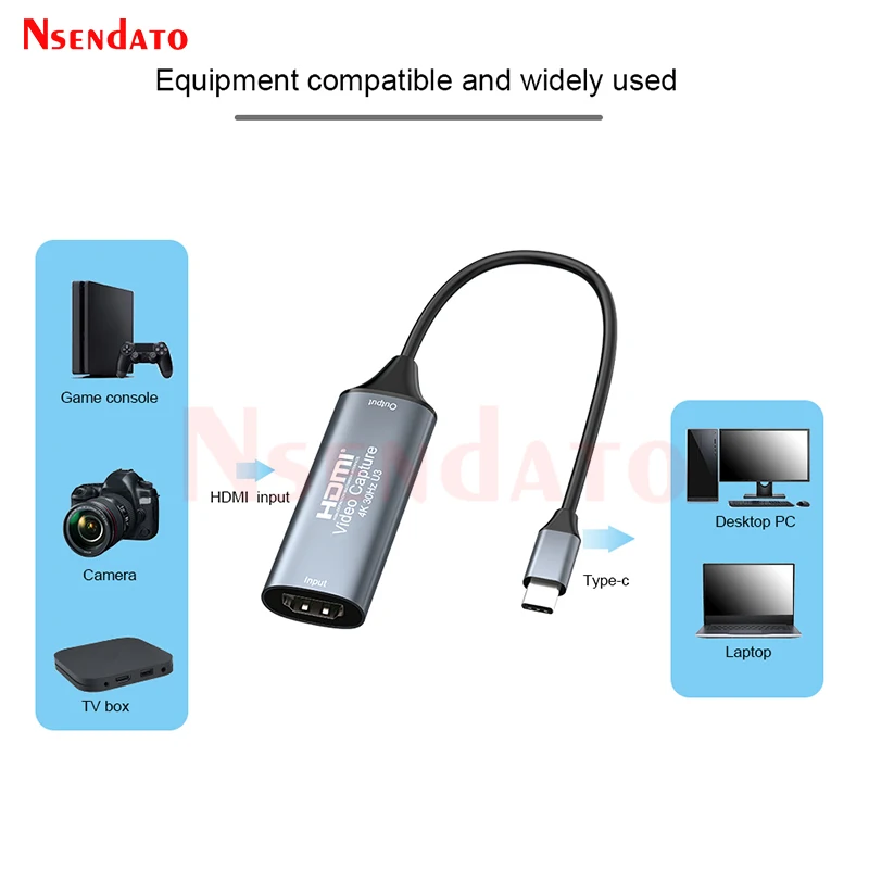 Tarjeta de captura de vídeo USB C hdmi 4K 1080p HDMI a tipo C 2,0 3,0 caja grabadora de captura de vídeo para PC cámara Android Windows