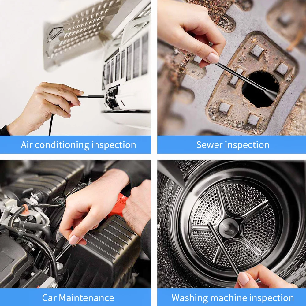 DDCAMERA Borescope Endoscope Camera with Light 1080 HD 2.4 INCH LCD Inspection Camera Snake Camera with Semi-Rigid Cord