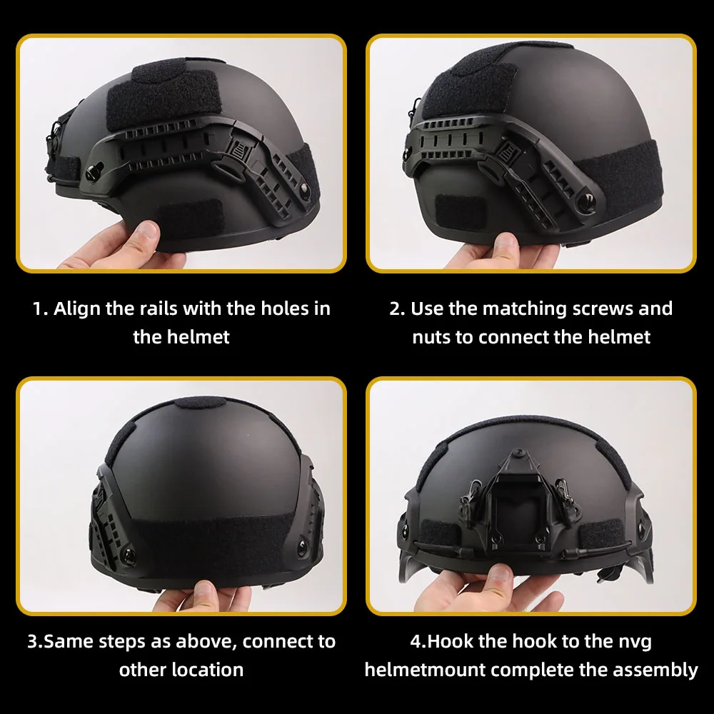 BOOIU MICH2000 หมวกกันน็อคยุทธวิธีด้านข้างรางเชือกเส้นเล็กไนลอน ARC HELMET ADAPTER Rail ทหาร Airsoft HELMET อุปกรณ์เสริม