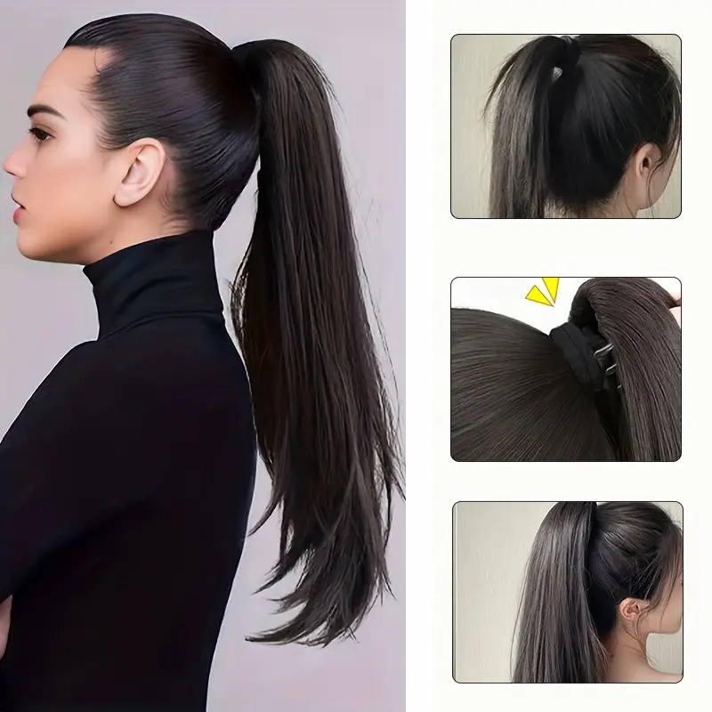 Peluca sintética WIGSIN de 16 pulgadas/20 pulgadas, cola de caballo ligeramente rizada para mujer, extensión de cabello, pinza en cola de caballo, peluca para mujer
